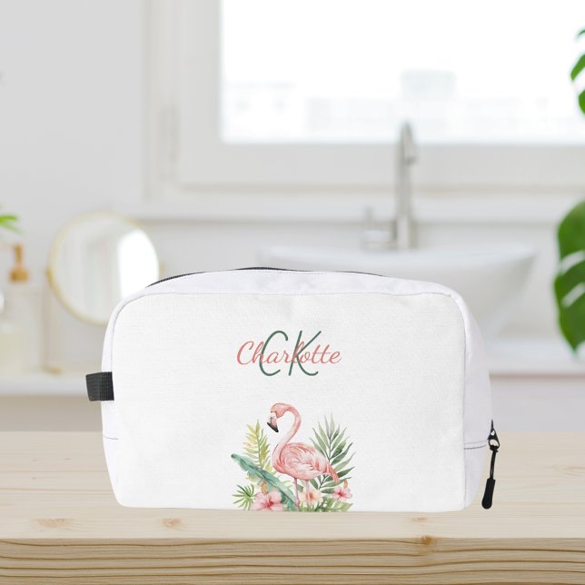 Trousse De Toilette Monographie d'été tropicale rose flamingo (Créateur téléchargé)