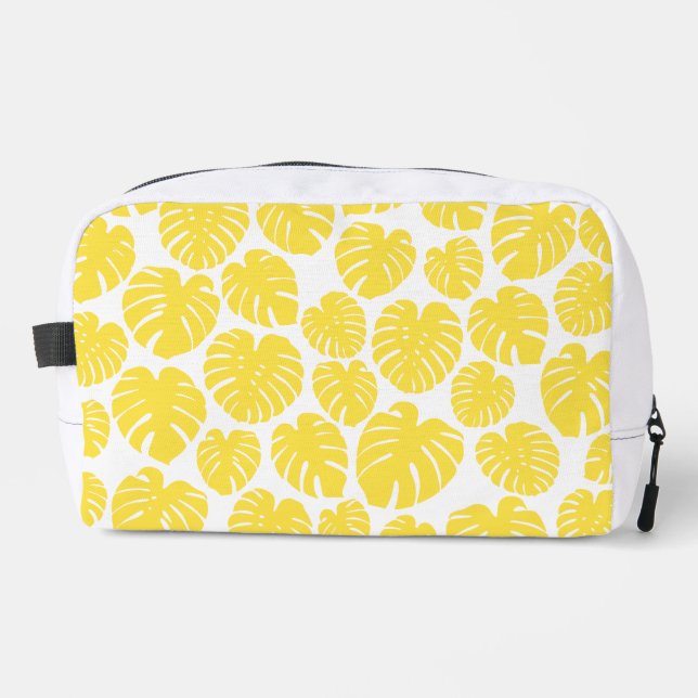 Trousse De Toilette Monstera - Jaune Citron et Blanc (Recto)