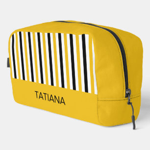 Trousse De Toilette Motif à rayures verticales jaunes, noires et blanc