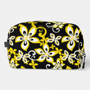 TROUSSE DE TOILETTE MOTIF ALOHA HAWAII EN NOIR/JAUNE