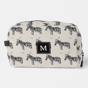 Trousse De Toilette Motif animal exotique Zèbre Monogramme Beige