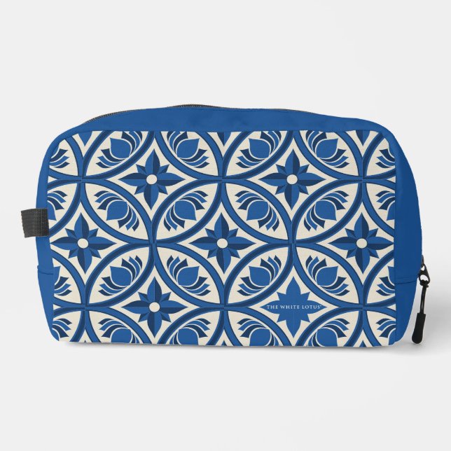 Trousse De Toilette Motif Carrelage Lotus Méditerranéen - Le Lotus Bla (Recto)