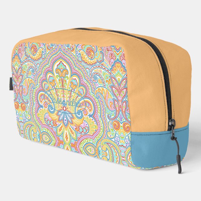 Trousse De Toilette Motif chic bleu rose violet orange pastel (Coin droit)