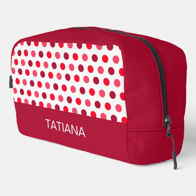 Trousse De Toilette Motif Classique Rouge Rose Points (Coin droit)