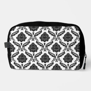 Trousse De Toilette Motif Damassé Rococo Noir sur Blanc