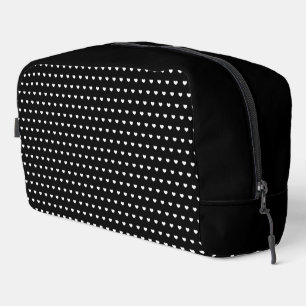 Trousse De Toilette Motif de Coeurs Blancs Sur Noir