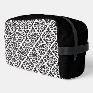 Trousse De Toilette Motif de défilement Damas noir sur blanc