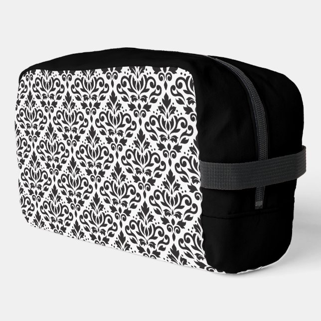 Trousse De Toilette Motif de défilement Damas noir sur blanc (Coin gauche)