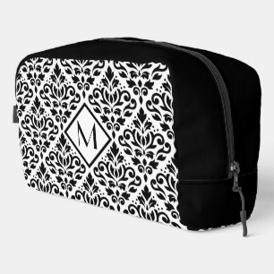 Trousse De Toilette Motif de défilement Damask BW (Personnalisé)
