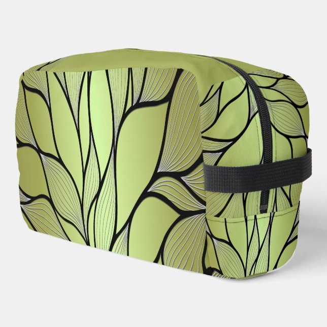 Trousse De Toilette Motif de feuille vert olive (Coin gauche)
