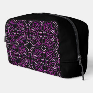Trousse De Toilette Motif de fleur rose violet sur fond noir