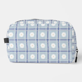 Trousse De Toilette Motif de marguerite à carreaux bleus