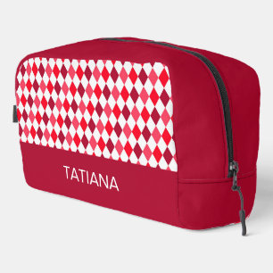 Trousse De Toilette Motif diamant argyre rouge et rose