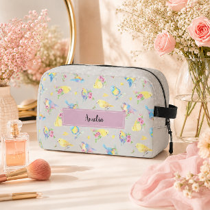 Trousse De Toilette Motif d'oiseaux et de fleurs à l'aquarelle dessiné