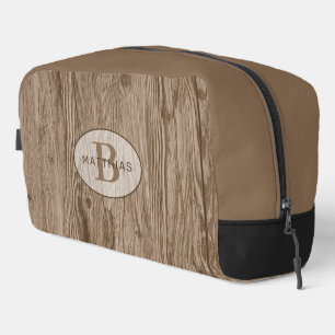 Trousse De Toilette Motif en bois foncé Brown Tan beige
