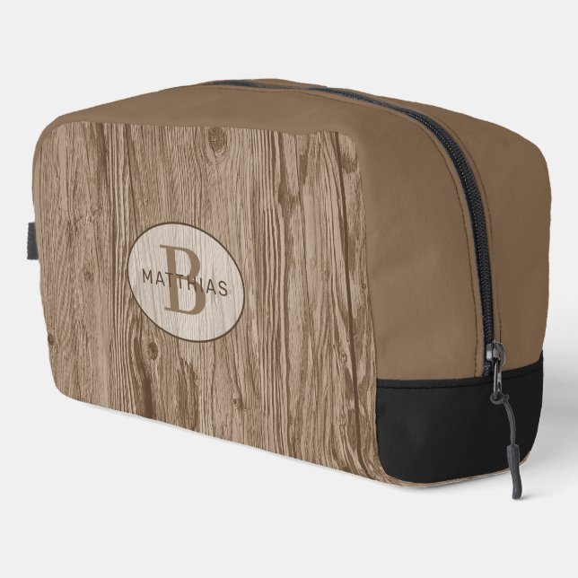 Trousse De Toilette Motif en bois foncé Brown Tan beige (Coin droit)