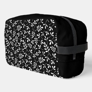 Trousse De Toilette Motif Feuille assorté blanc sur noir