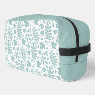Trousse De Toilette Motif Feuille perdu Turquoise sur blanc