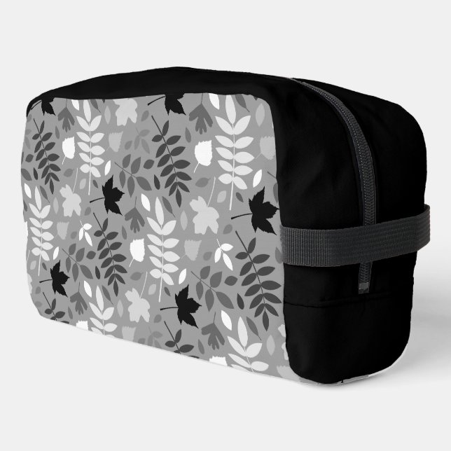 Trousse De Toilette Motif Feuille tombé Monochrome sur Grey (Coin gauche)