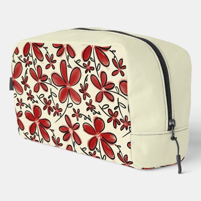 Trousse De Toilette Motif fleur rouge (Coin droit)