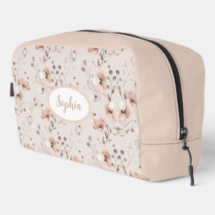 Trousse De Toilette Motif Floral Beige Et Rose vintage