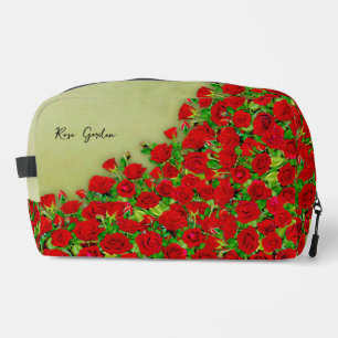 Trousse De Toilette Motif floral de jardin de roses rouges vibrant