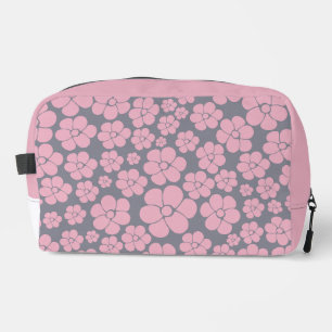 Trousse De Toilette Motif floral en gris et rose