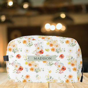 Trousse De Toilette Motif floral ensoleillé personnalisé avec nom en a