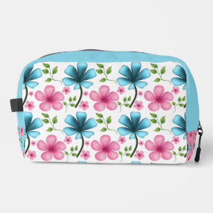 Trousse De Toilette Motif floral rose et bleu