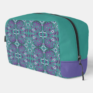 Trousse De Toilette Motif floral violet féminin sur turquoise