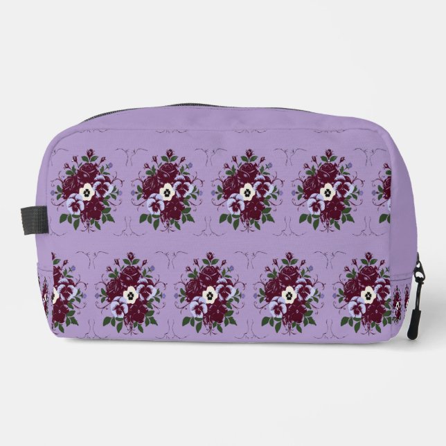 Trousse de Toilette Motif Floral Violettes (Recto)