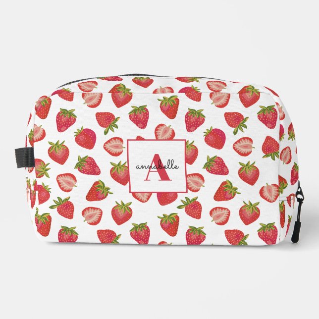 Trousse De Toilette Motif fraise monogramme prénom (Recto)