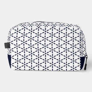Trousse De Toilette Motif géométrique bleu marine sur fond blanc