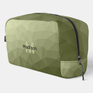 Trousse De Toilette Motif géométrique en maille vert de l'armée Monogr