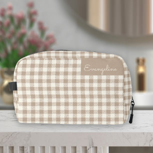 Trousse De Toilette Motif Gingham Carreaux Vichy Neutre Nom