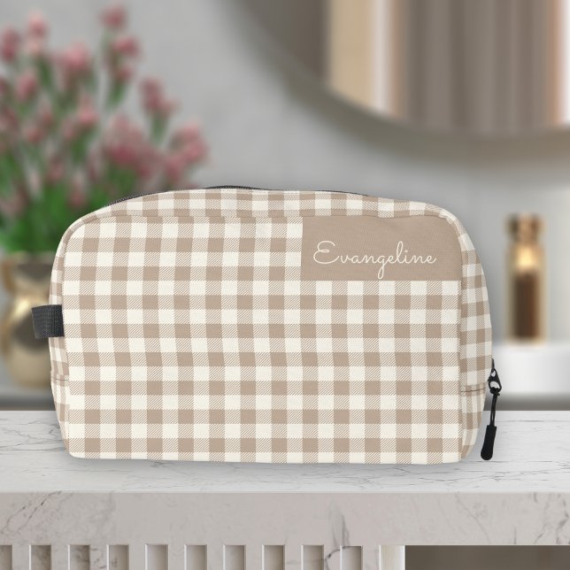 Trousse De Toilette Motif Gingham Carreaux Vichy Neutre Nom (Créateur téléchargé)