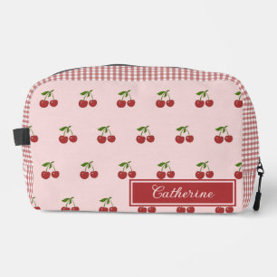 Trousse De Toilette Motif Gingham Cerise Rouge Rose Fruité Simple