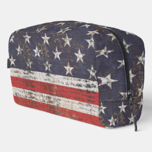 Trousse De Toilette Motif Grunge Patriotique Étoiles et Bandes