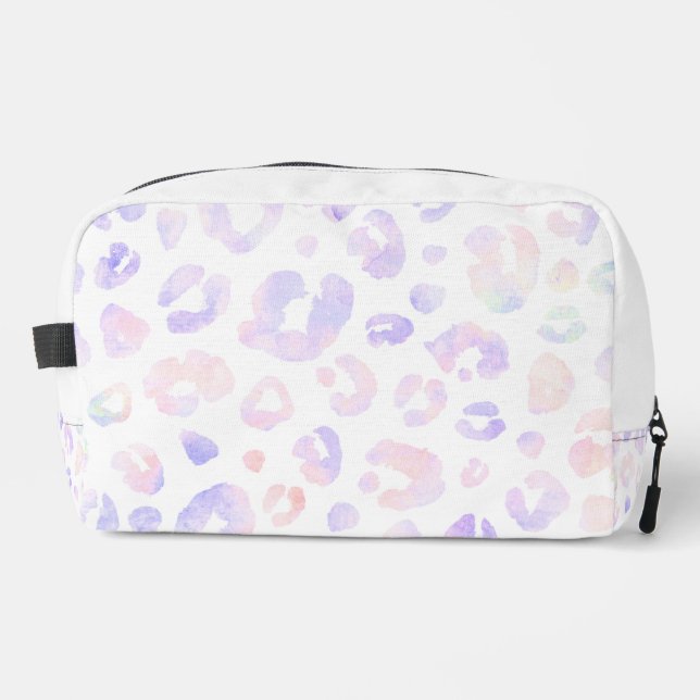 Trousse De Toilette Motif léopard blanc métallique (Recto)