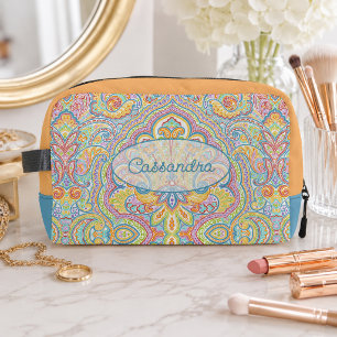 Trousse De Toilette Motif Paisley Bleu Rose Violet Orange Chic