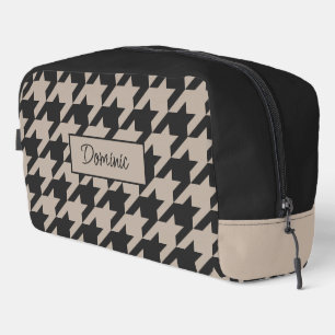 Trousse De Toilette Motif Personnalisé Taupe Beige Noir Carreaux de Ch