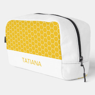 Trousse De Toilette Motif sans couture en nid d'abeille doré