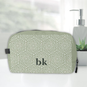 Trousse De Toilette Motif vert sauge moderne monogrammé