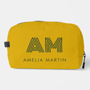 Trousse De Toilette Moutarde Minimaliste & Monogramme Personnalisé Ver