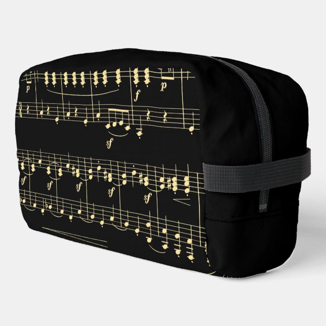 Trousse De Toilette Musique d'or en noir (Coin gauche)