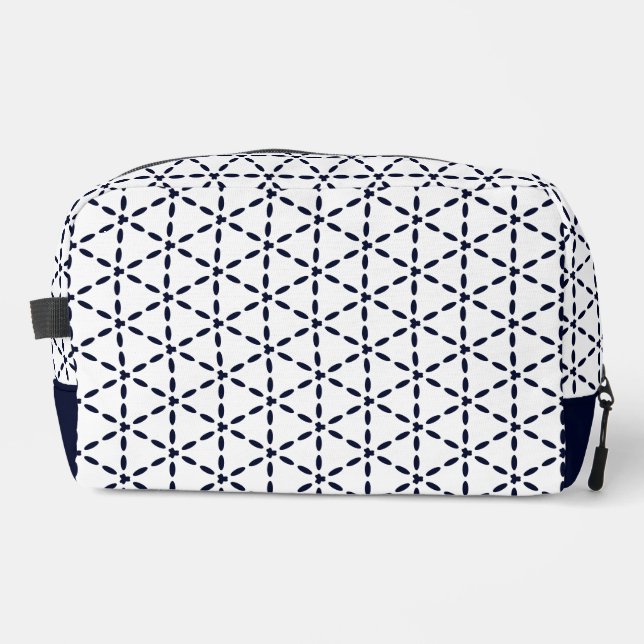 Trousse De Toilette Navy Blue Geometric Pattern on White (Recto)