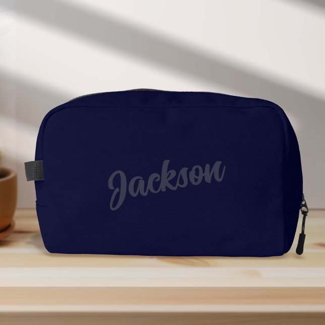 Trousse De Toilette Navy BLue Nom personnalisé Hommes (Simple Navy Blue Personalized Name Dopp Kit Bag)