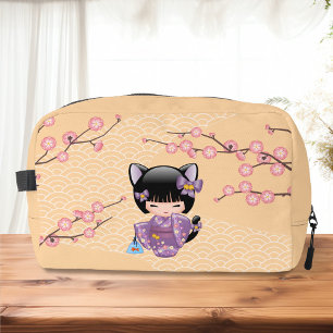 Trousse De Toilette Neko Kokeshi Poupée - Cat Ears Geisha Girl