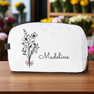 Trousse De Toilette Nœud rose floral personnalisé pour demoiselle d'ho