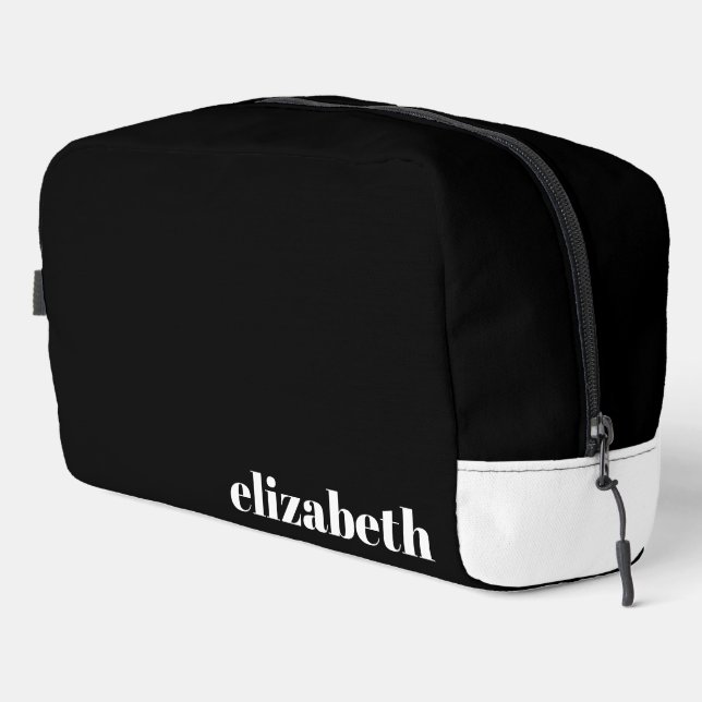 Trousse De Toilette Noir avec nom blanc (Coin droit)
